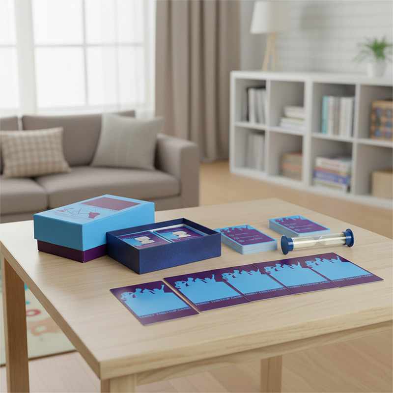 تظهر لعبة لوحة الرسم المخصصة سريعة الخطى على طاولة خشبية في إعداد غرفة المعيشة الحديثة.