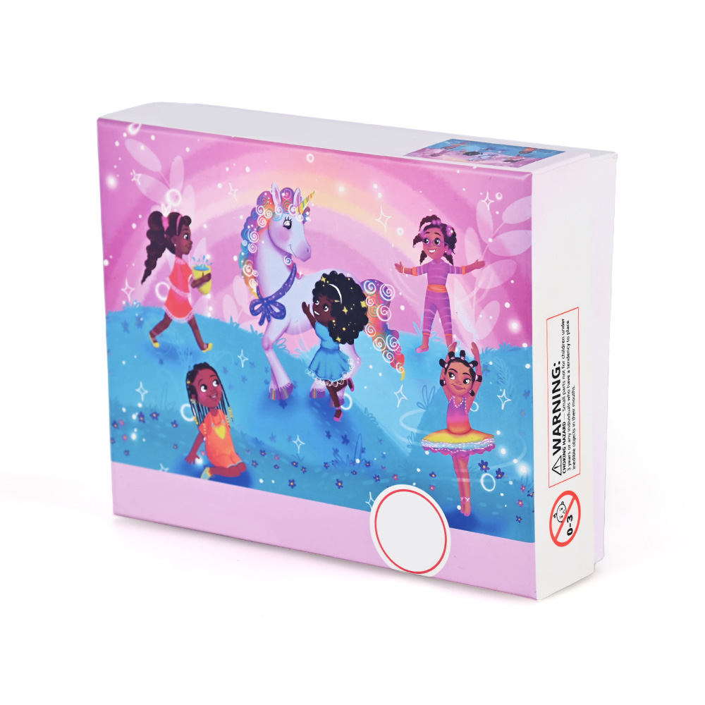 安全警告ラベル付きの子供用ジグソーパズル用のプレミアムリジッドギフトボックス。