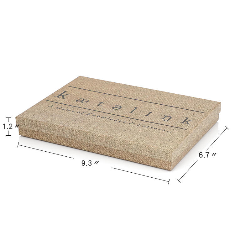 Fabricação de jogo de tabuleiro personalizado-dimensões de caixa de acabamento de linho 9,3x6,7x1,2 polegadas.
