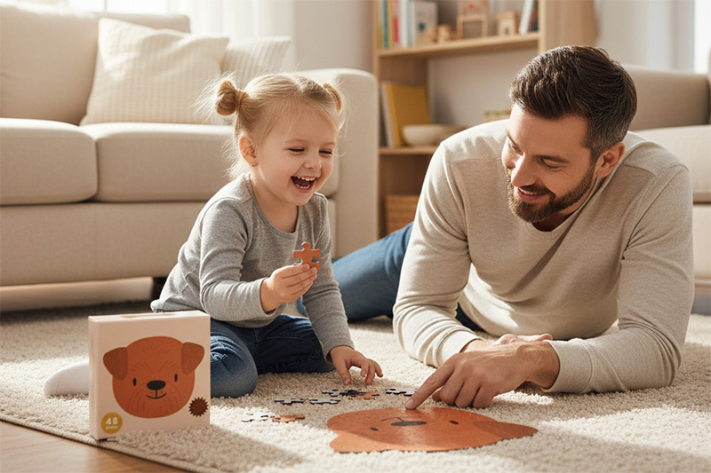 Rompecabezas de perro educativo para niños y diversión familiar