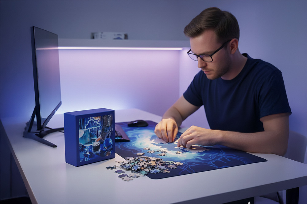 Chic Adult Puzzle in Modern Home Office Setting