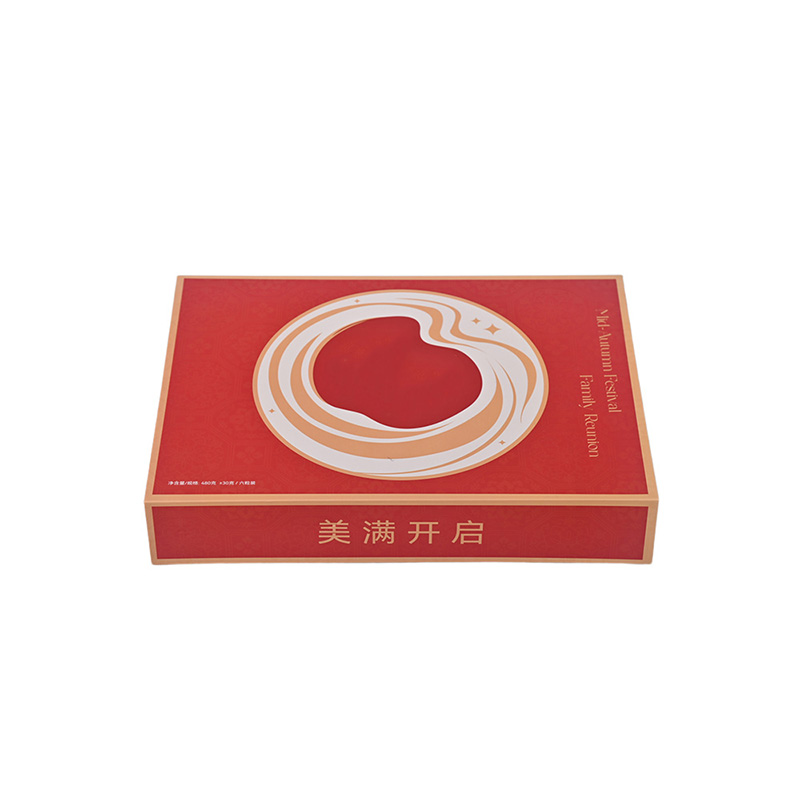 Individuelle flache rechteckige Mooncake-Verpackungs box mit kreisförmigem Mond design