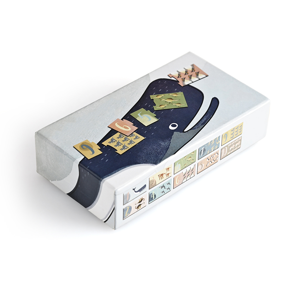 Eco-friendly custom printed puzzle packaging with fabric pull tab.