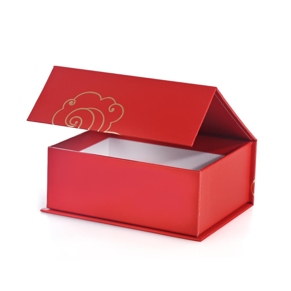 Partially opened red Chinese style magnetic gift box