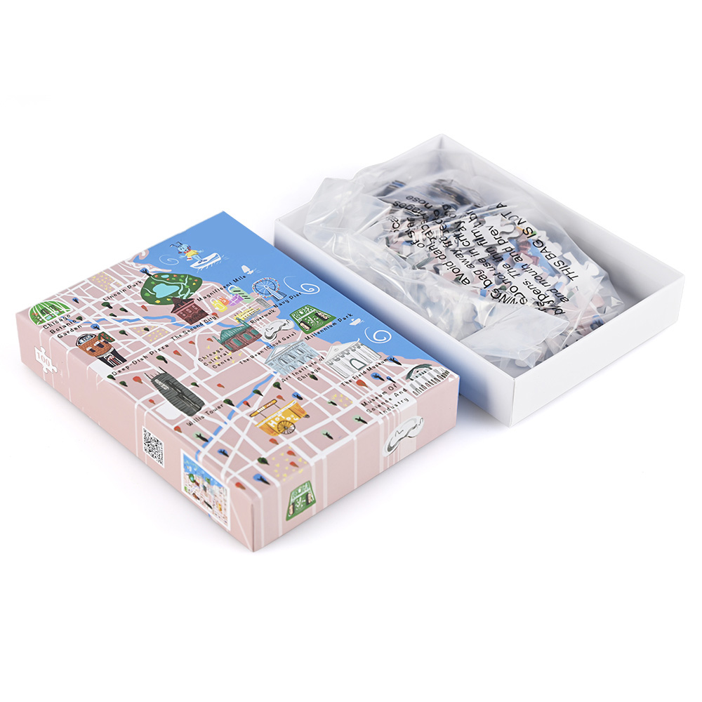 Brothersboxメーカーによるミニシカゴのランドマーク地図ジグソーパズル。