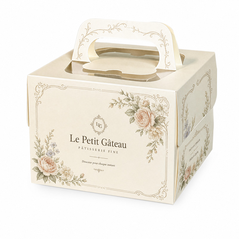 Caixa de embalagem de bolo personalizado floral elegante com alça por Brothersbox