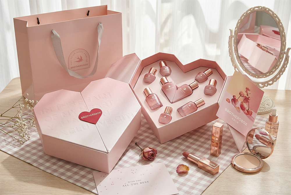 Pink Heart-Shaped Perfume & Makeup Gift Set