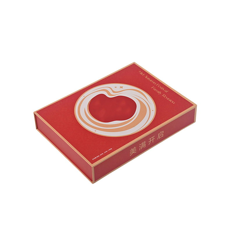 Abgewinkelte Ansicht der roten Luxus papier Mooncake Verpackungs box