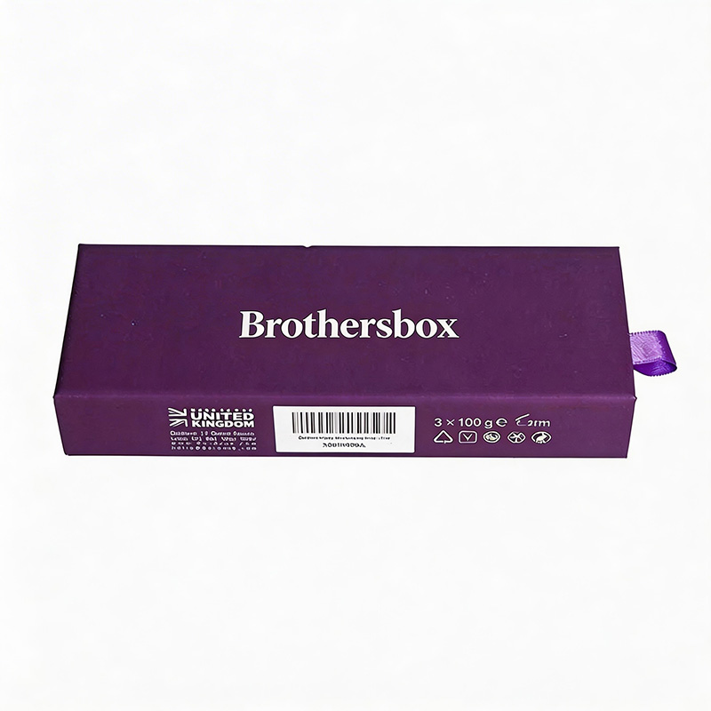 수제 비누 트리오를위한 프리미엄 매트 보라색 종이 서랍 상자