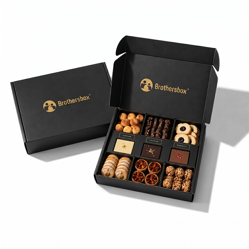 Open and closed mailer style dry fruits and nuts boxes with multi-compartments by Brothersbox.