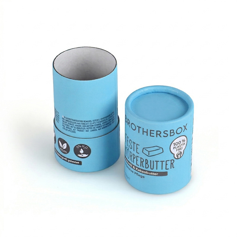 Caja redonda de dos piezas con estructura de telescopio para mantequilla de cuerpo sólido.