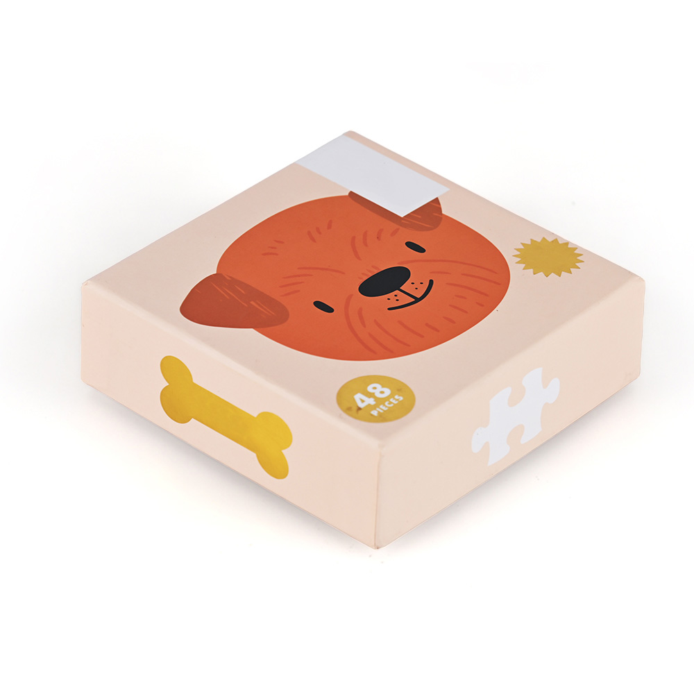 Caja de embalaje personalizada para puzzles infantiles con estampado de papel dorado