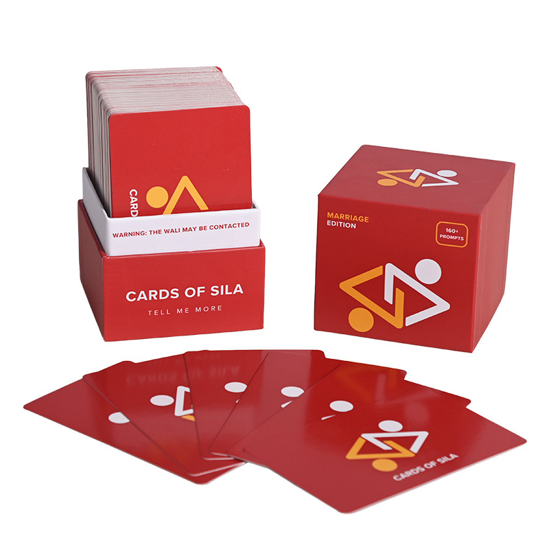 High-quality custom printed card deck for couples with 160+ prompts and sleek matte finish.