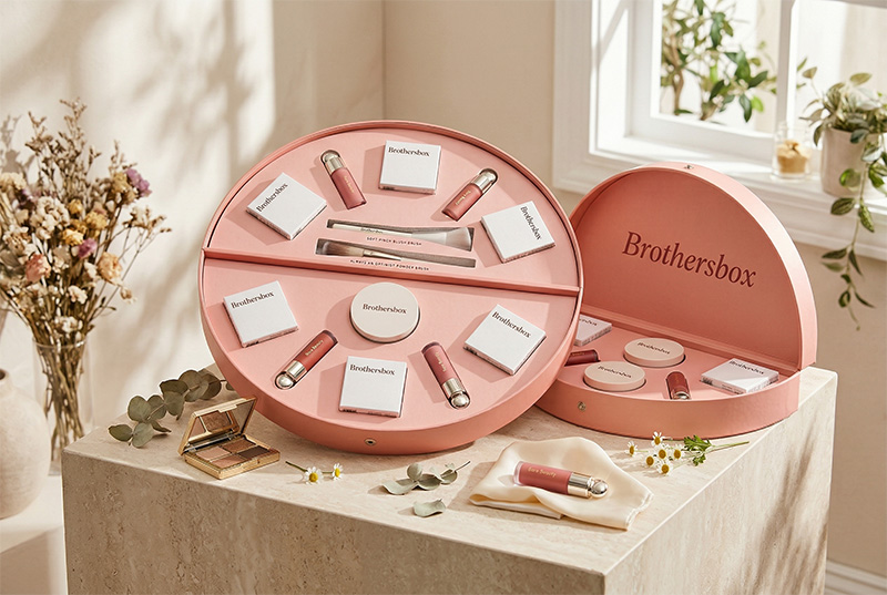 Custom Pink Round Makeup Gift Box