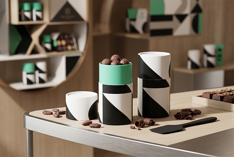 One-Stop Geometric Chocolate Tube Packaging