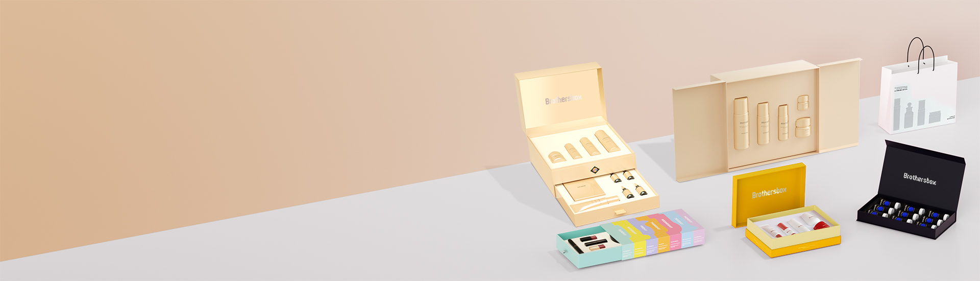 Brothersbox cria caixas cosméticas personalizadas de qualidade excepcional, combinando design elegante com artesanato meticuloso. Elaboradas com materiais duráveis e ecológicos, essas caixas sob medida protegem os produtos cosméticos durante o armazenamento, exibição e transporte. O suporte profissional e a pronta entrega tornam todo o processo de pedidos suave, eficiente e consistentemente excelente.