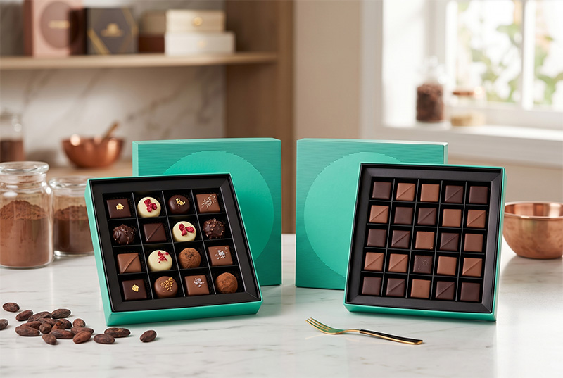 Mint Green Chocolate Packaging Boxes: 16 & 25-Grid Tray