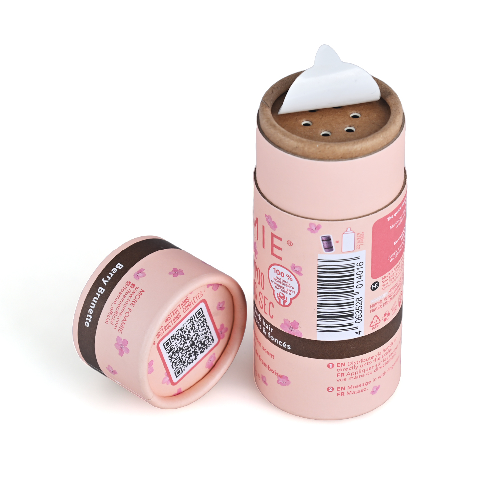 取り外し可能な蓋とシェーカーの穴が付いた環境に優しい段ボールチューブ