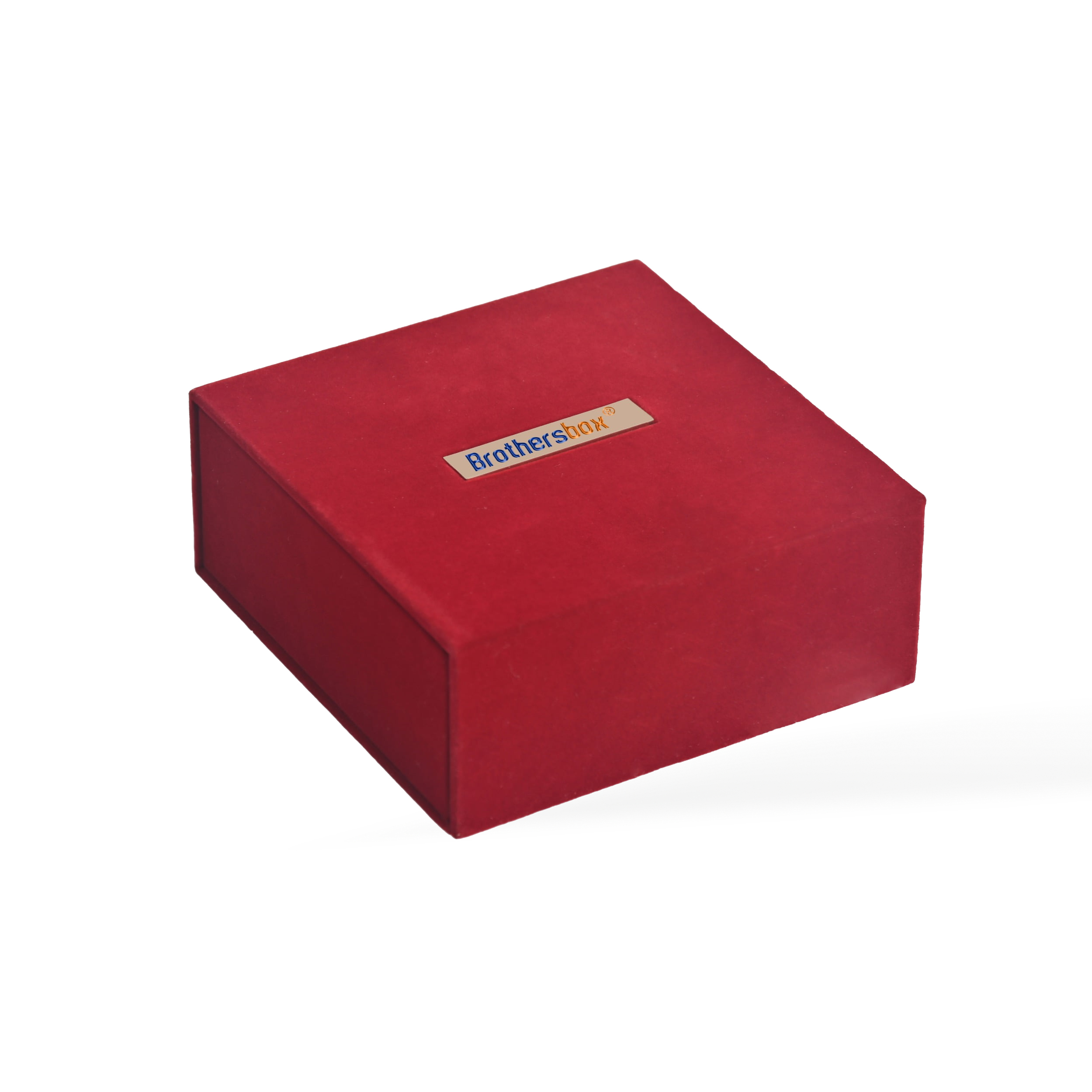 高級コスメギフトボックス。ゴールドプレートに「Brothersbox」とブランド名が刻まれています。