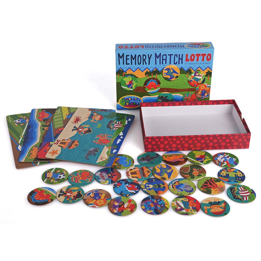 Loto de match de mémoire pour enfants avec 24 cartes de jeu et 4 planches de jeu