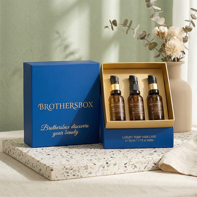 Brothers box profession elle Haarpflege-Kit-Display-Box mit Goldfolie-Logo.