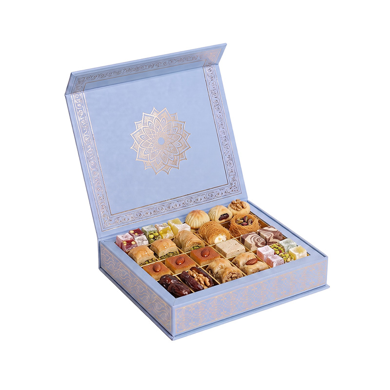 Caixa de embalagem de doces Eid Mubarak personalizada Brothersbox cheia de pastéis variados do Oriente Médio