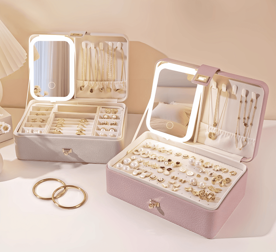Two-Tier Jewelry Box with Mirror