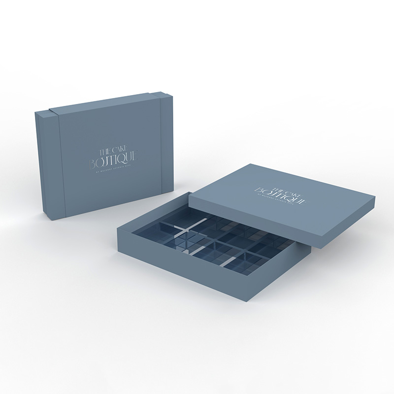 Caixa de presente de bolo de papel high-end com inserção de blister de grade quadrada personalizada