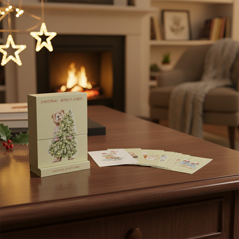 Brothersbox بطاقات أنشطة عيد الميلاد المخصصة في صندوق كتف أخضر فاخر برقبة كتف صلبة.