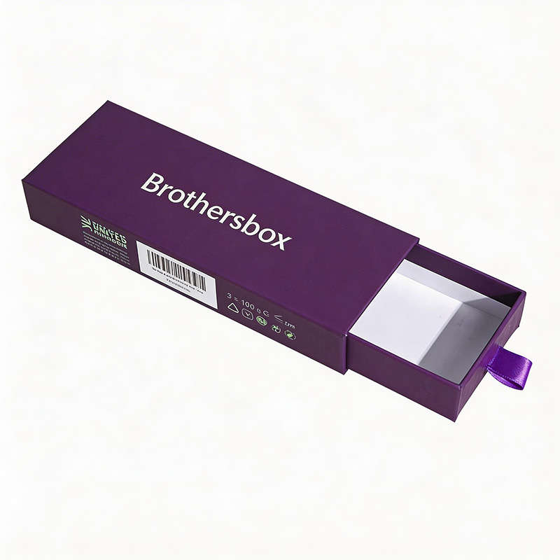 보라색 리본 풀 탭이있는 고급 슬라이딩 비누 포장 상자