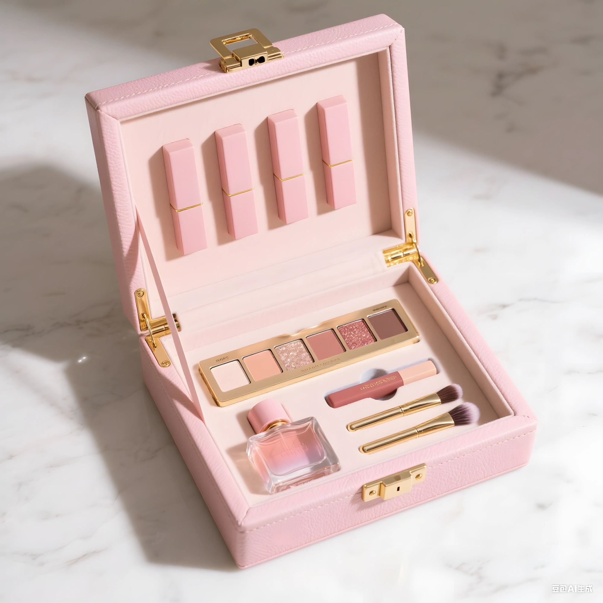  Pink Leather Makeup Gift Set Box